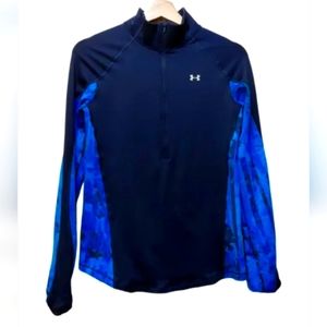 Under Armour Heat Gear Heathered Blue Womens Long Sleeve, Small,1/2 Zip Pullover